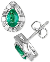 Le Vian Costa Smeralda Emerald (5/8 ct. t.w.) & Nude Diamond Pear-Shaped Stud Earrings (1/8 ct. t.w.) in 14k White Gold