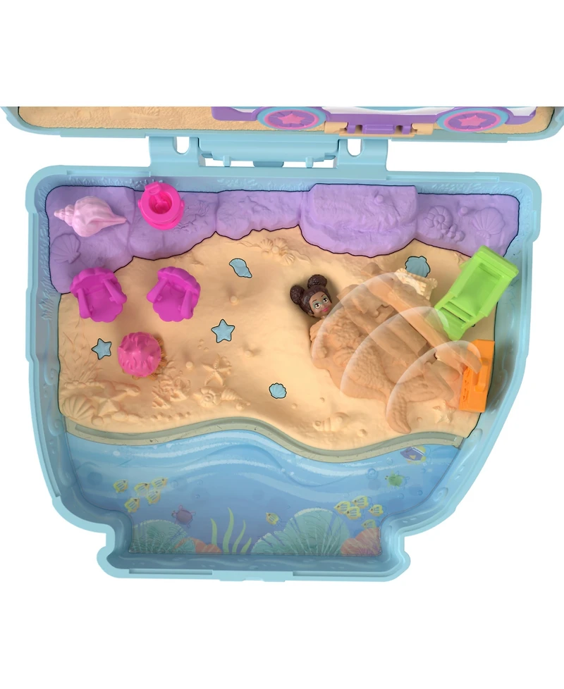 Polly Pocket Dolls and Playset, Travel Toys, Seaside Puppy Ride Compact