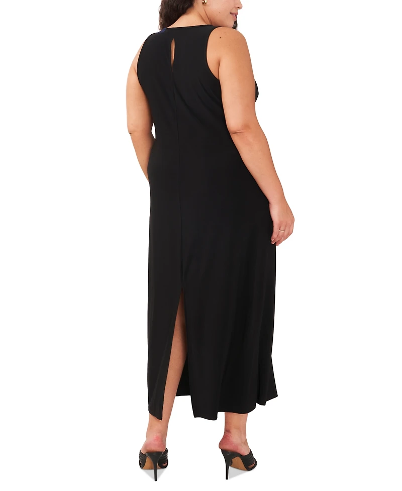 Vince Camuto Plus Size Sleeveless Keyhole-Back Crewneck Maxi Dress