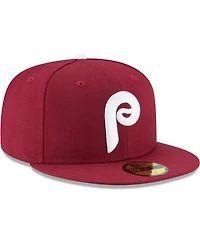 Men's New Era Maroon Philadelphia Phillies Cooperstown Collection Wool 59FIFTY Fitted Hat