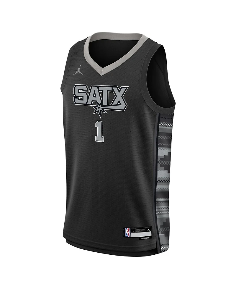 Big Boys Jordan Victor Wembanyama Black San Antonio Spurs Swingman Jersey - Statement Edition