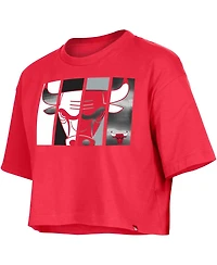 Women's New Era Red Chicago Bulls Cropped T-shirt