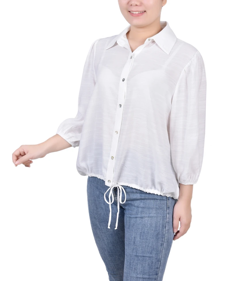 Ny Collection Women's 3/4 Sleeve Drawstring Blouse