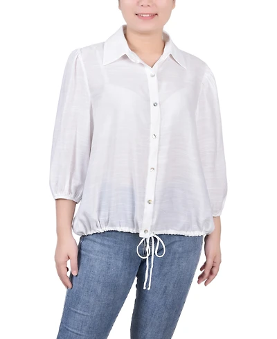 Ny Collection Women's 3/4 Sleeve Drawstring Blouse