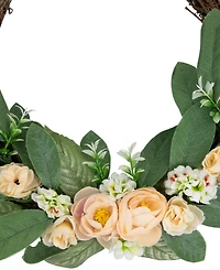 Northlight 14" Mini Peach Rose Half Floral Spring Wreath