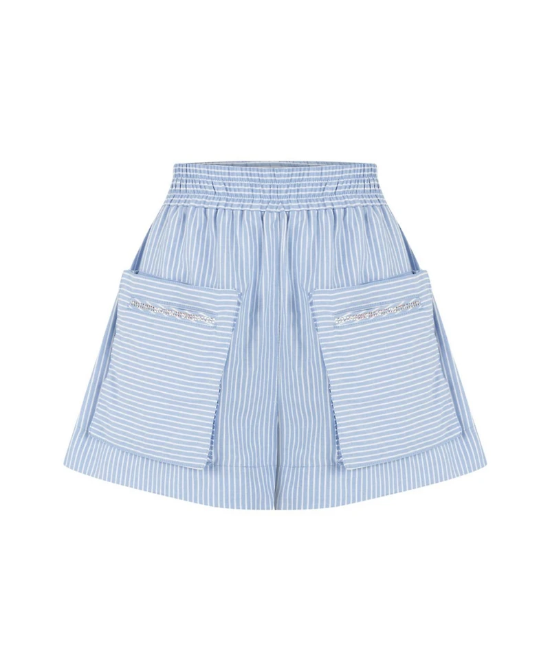 Nocturne Women's Striped Mini Shorts with Pockets