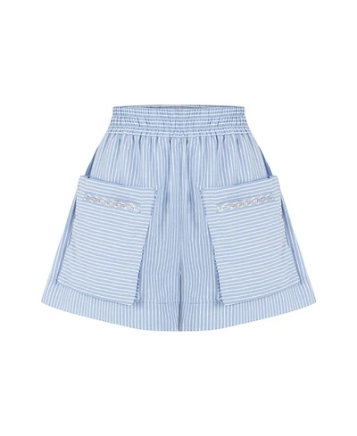 Nocturne Women's Striped Mini Shorts with Pockets
