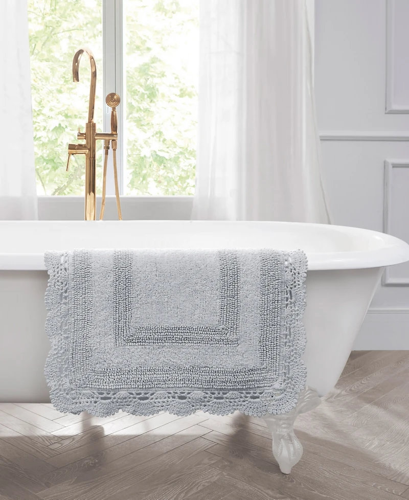 Laura Ashley Crochet Reversible Cotton Bath Rug, 17" x 24"