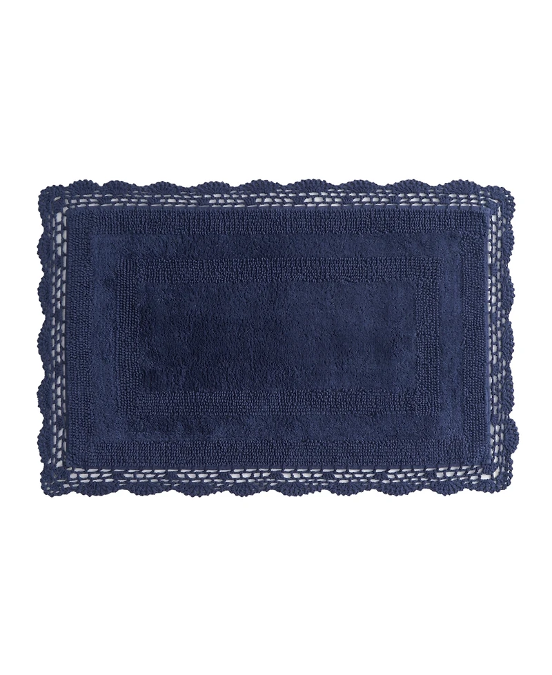 Laura Ashley Crochet Reversible Cotton Bath Rug, 17" x 24"