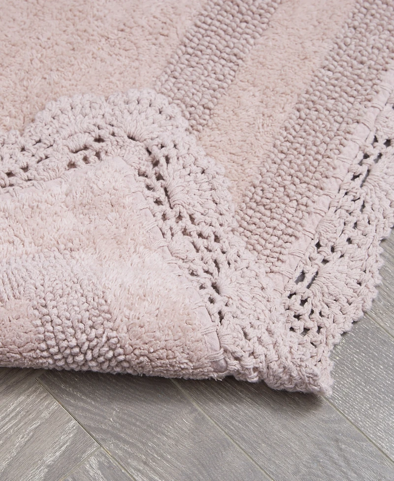 Laura Ashley Crochet Reversible Cotton 2-Pc. Bath Rug Set