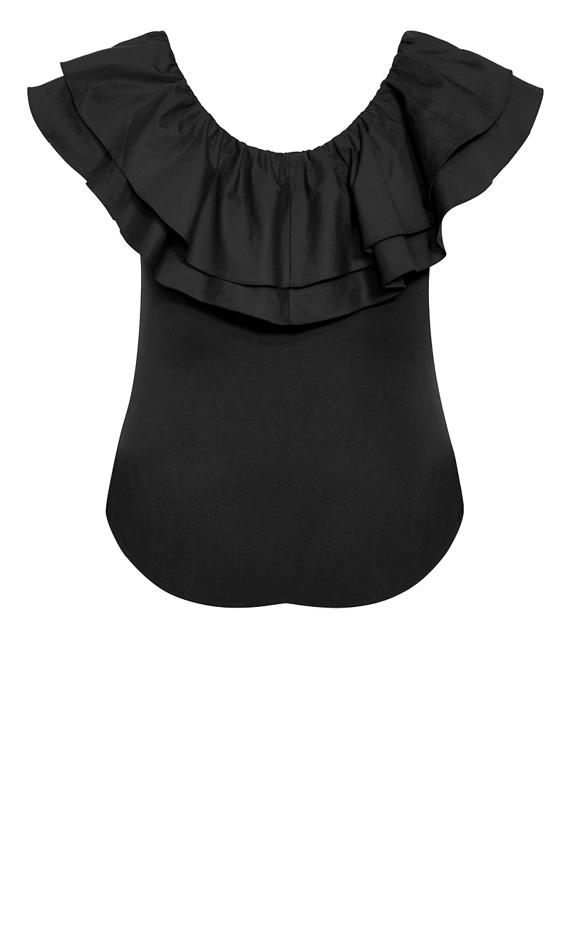 City Chic Plus Size Frill Shoulder Bodysuit