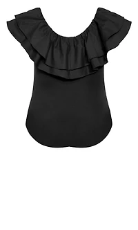 City Chic Plus Size Frill Shoulder Bodysuit