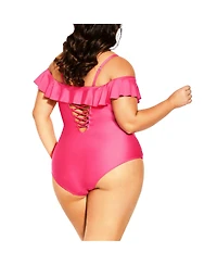 City Chic Plus Ingrid Ruffle 1 Piece Swimsuit
