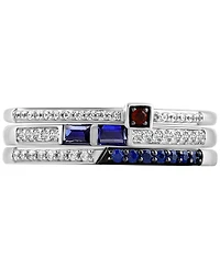 Star Wars Wonder Fine Jewelry 3-pc. Set Sapphire (1/3 ct. t.w.), Garnet Accent, & Diamond (1/6 ct. t.w.) Star Wars R2D2 Inspired Rings in Sterling Sil