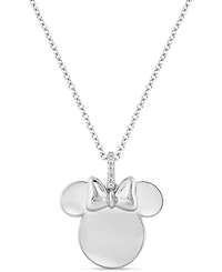 Disney Wonder Fine Jewelry Diamond Accent Minnie Mouse Silhouette Pendant Necklace in Sterling Silver, 16" + 2" extender