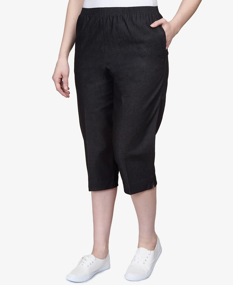 Alfred Dunner Classics Pull-On Cropped Denim Pants