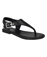 Calvin Klein Women's Moraca Buckle T-Strap Flat Sandals