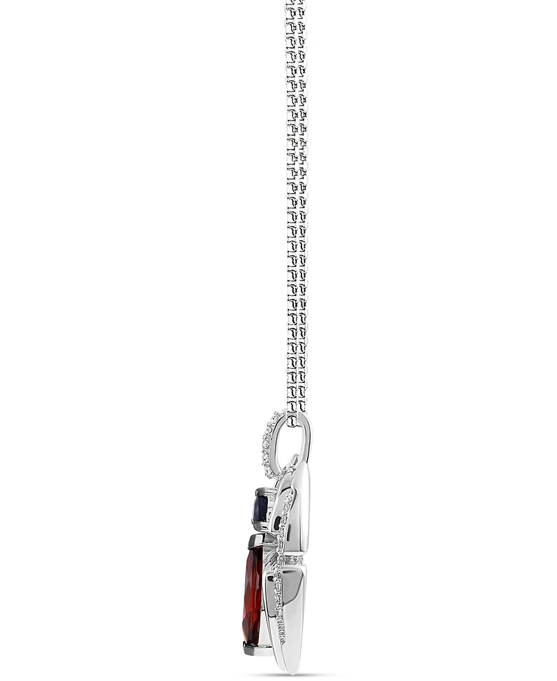 Marvel Wonder Fine Jewelry Garnet (1-1/10 ct. t.w.) Sapphire (1/6 ct. t.w.) & Diamond (1/10 ct. t.w.) Spiderman 18" Pendant Necklace in Sterling Silve