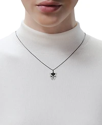 Marvel Wonder Fine Jewelry Black Spinel (1/4 ct. t.w.) & Diamond (1/8 ct. t.w.) Black Panther 18" Pendant Necklace in Sterling Silver