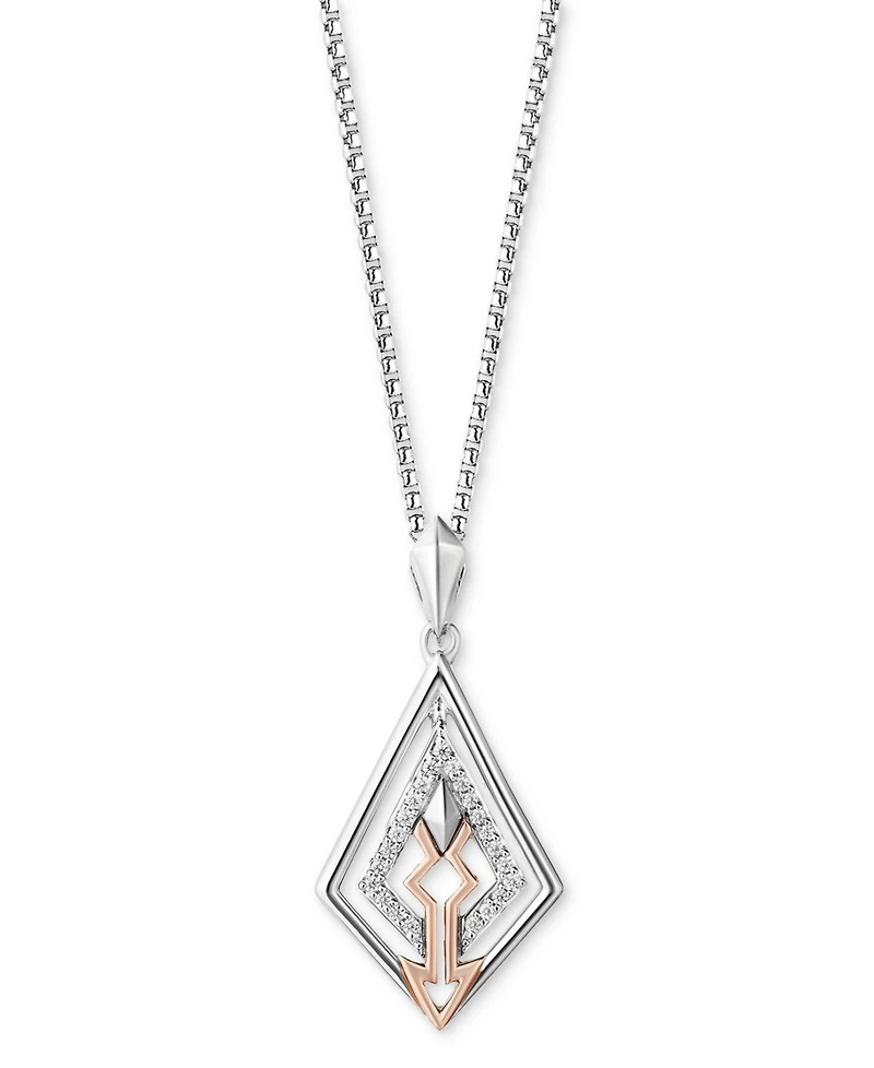 Star Wars Wonder Fine Jewelry Diamond Ahsoka 18" Pendant Necklace (1/10 ct. t.w.) in Sterling Silver & Rose Gold-Plate