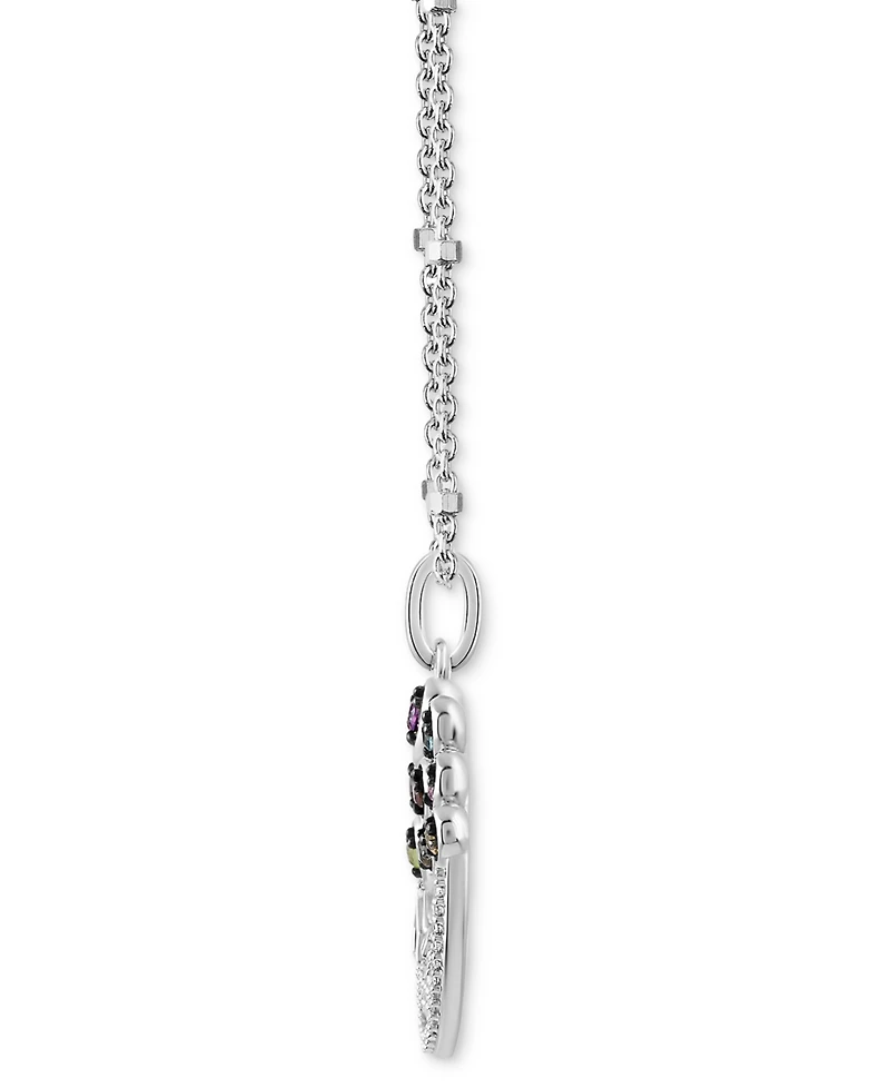 Disney Wonder Fine Jewelry Multi Gemstone (1/5 ct. t.w.) & Diamond (1/20 ct. t.w.) Up House 18" Pendant Necklace in Sterling Silver