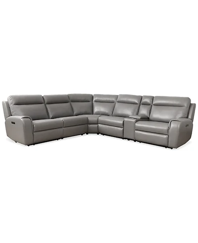 Closeout! Sheeler 6-Pc. Faux Leather Sectional with 2 Power Motion Chairs & 1 Console