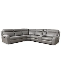 Closeout! Sheeler 6-Pc. Faux Leather Sectional with 2 Power Motion Chairs & 1 Console