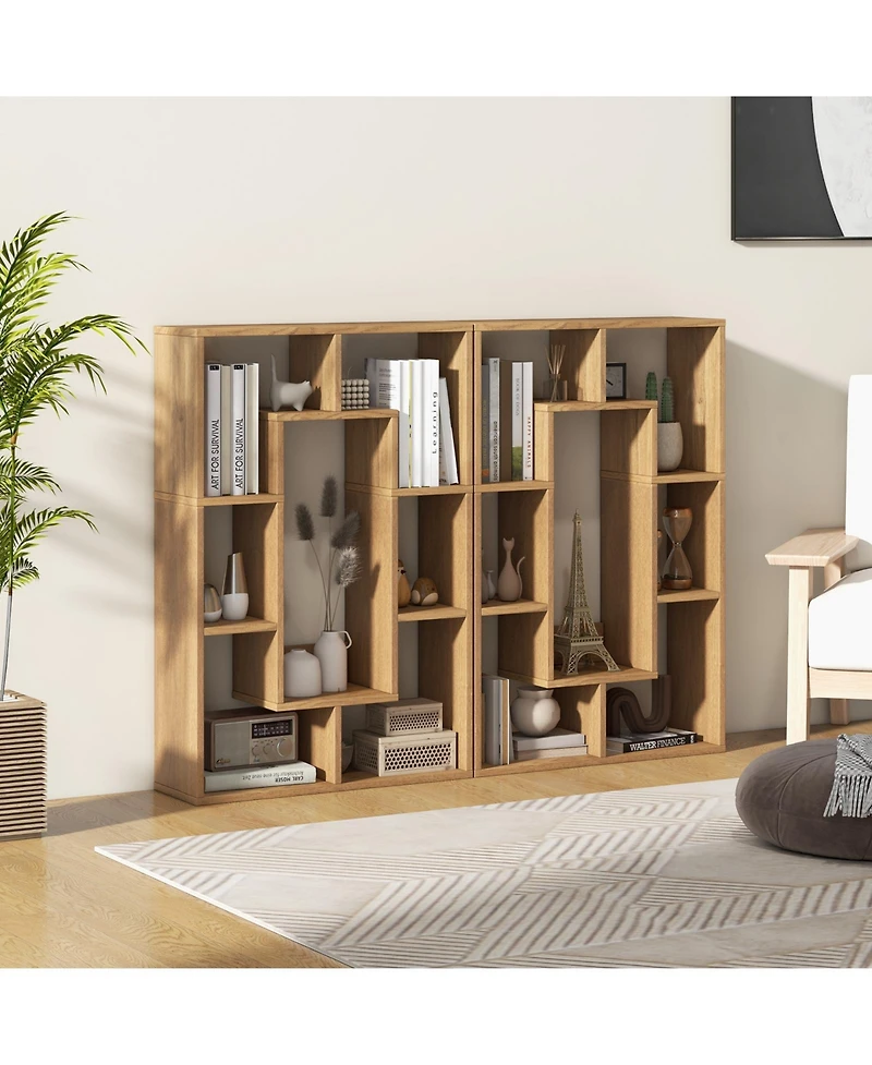 7-Cube Geometric Bookshelf Modern Decorative Open Bookcase