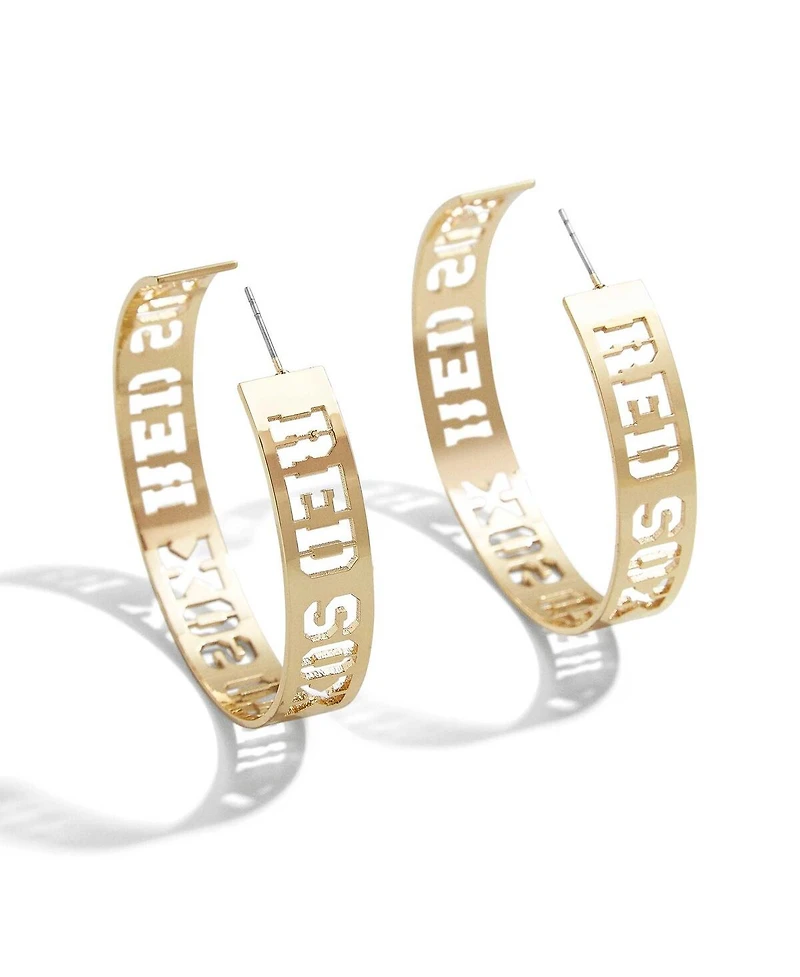 Women's Wear by Erin Andrews x BaubleBar Boston Red Sox Large Cutout Hoop Earrings