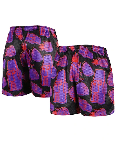 Men's Chalk Line Black SpongeBob SquarePants Homes Pattern Retro Shorts