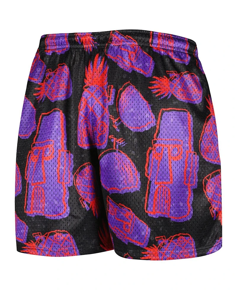 Men's Chalk Line Black SpongeBob SquarePants Homes Pattern Retro Shorts