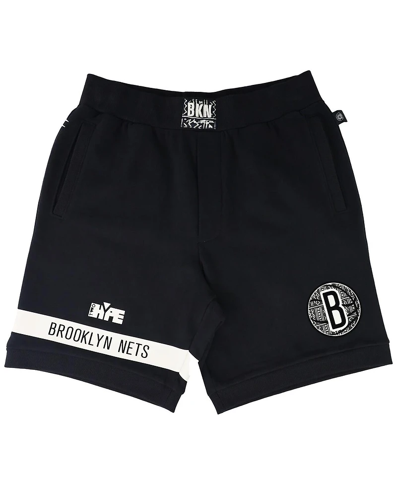 Men's and Women's Nba x Two Hype Black Brooklyn Nets Culture & Hoops Premium Classic Fleece Shorts