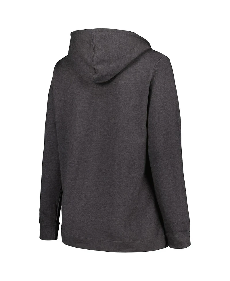 Women's Champion Heather Charcoal Nebraska Huskers Plus Heart & Soul Notch Neck Pullover Hoodie