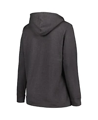 Women's Champion Heather Charcoal Nebraska Huskers Plus Heart & Soul Notch Neck Pullover Hoodie