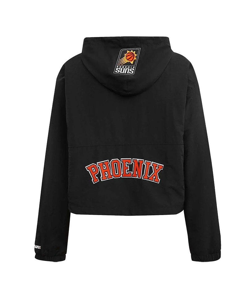 Women's Pro Standard Black Phoenix Suns Classic Wind Woven Cropped Half-Zip Jacket