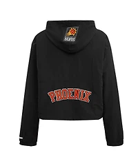 Women's Pro Standard Black Phoenix Suns Classic Wind Woven Cropped Half-Zip Jacket