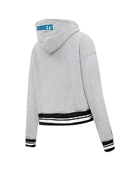Women's Pro Standard Heather Gray Charlotte Hornets Script Tail Cropped Pullover Hoodie