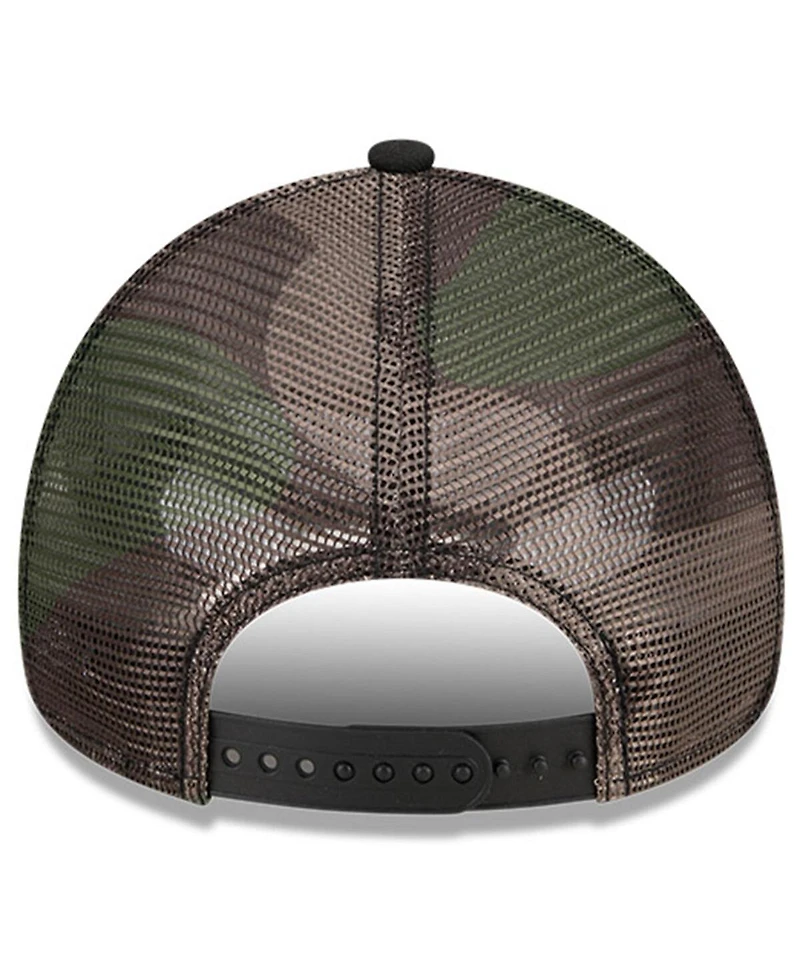 Men's New Era Black Chase Elliott Camo 9FORTY A-Frame Trucker Adjustable Hat
