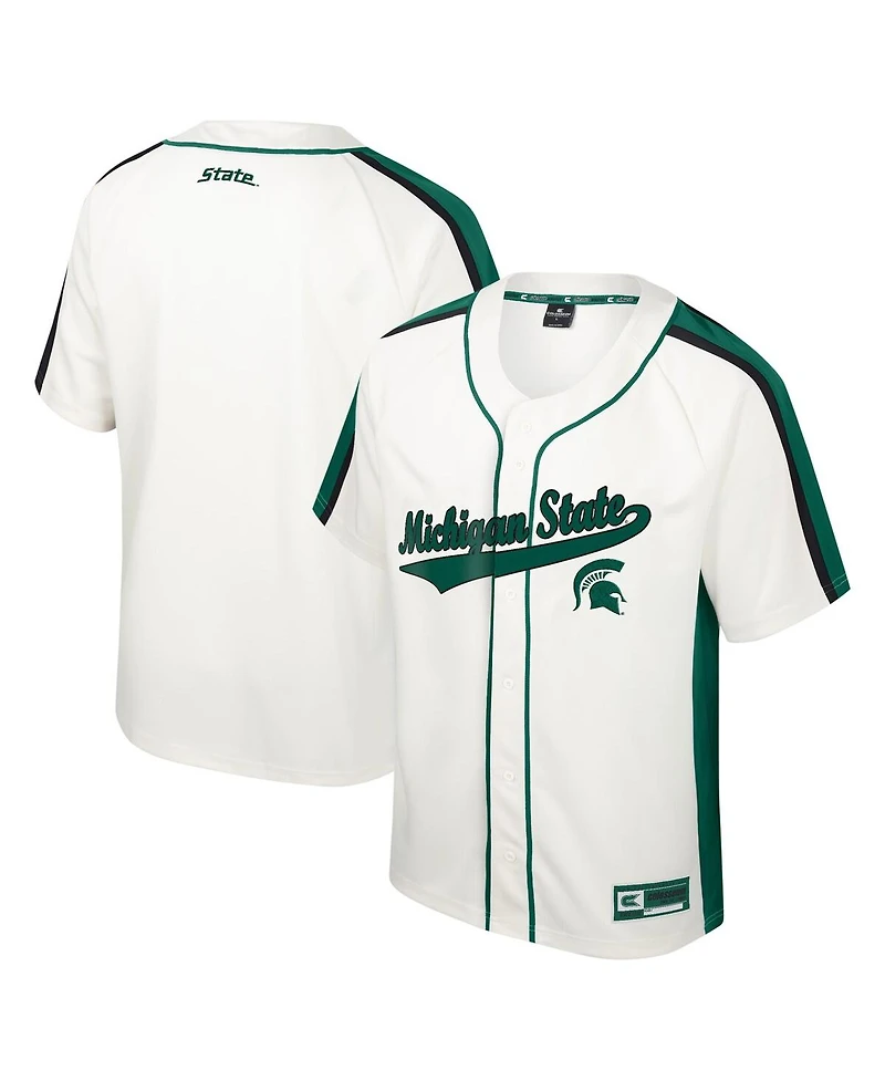 Men's Colosseum Cream Michigan State Spartans Ruth Button-Up Baseball Jersey