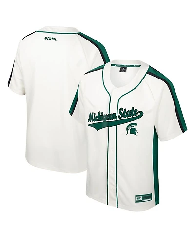 Men's Colosseum Cream Michigan State Spartans Ruth Button-Up Baseball Jersey