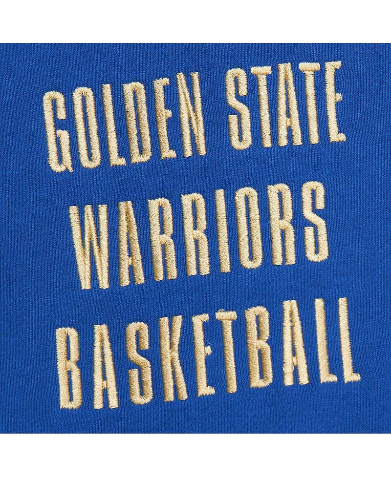 Men's Mitchell & Ness Royal Distressed Golden State Warriors Team Og 2.0 Vintage-Like Logo Fleece Pullover Hoodie