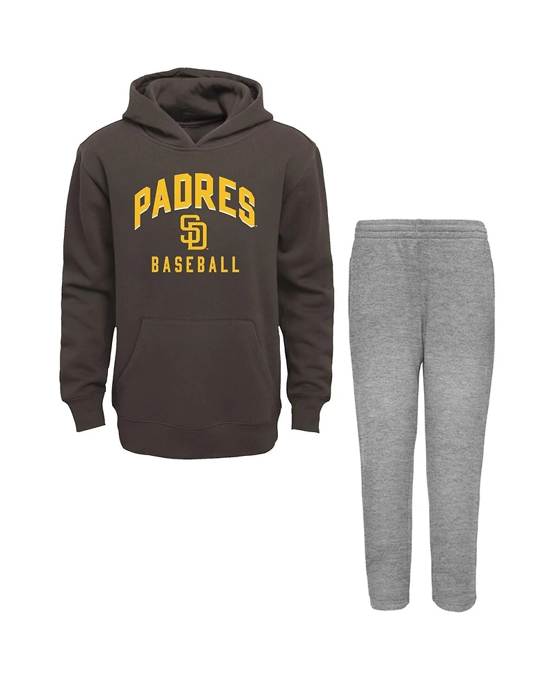 Baby Boys and Girls Brown, Heather Gray San Diego Padres Play by Pullover Hoodie Pants Set