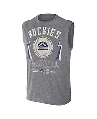 Men's Darius Rucker Collection by Fanatics Charcoal Distressed Colorado Rockies Relaxed-Fit Muscle Tank Top