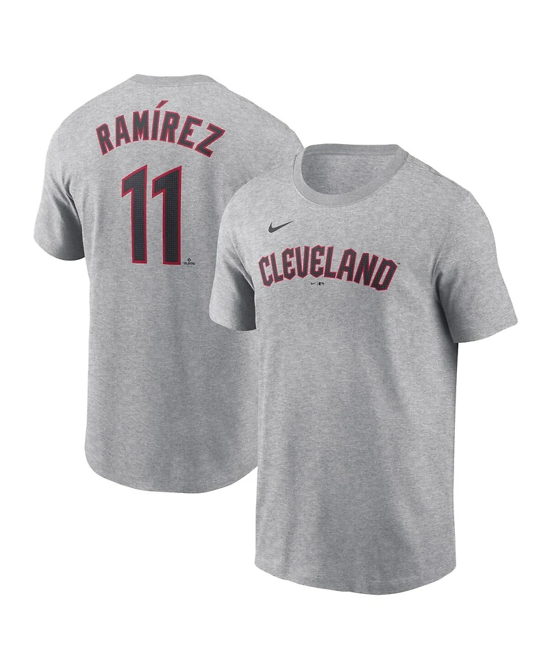 Men's Nike Jose Ramirez Gray Cleveland Guardians Fuse Name and Number T-shirt