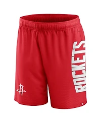 Men's Fanatics Red Houston Rockets Post Up Mesh Shorts