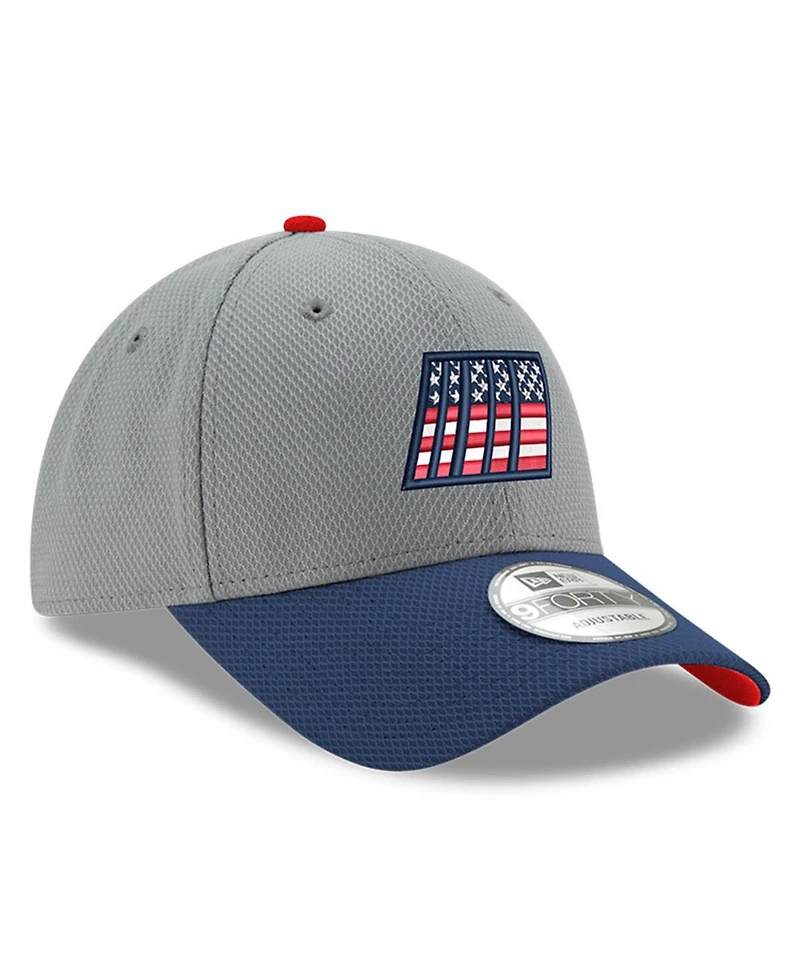 Men's New Era Gray, Navy Nascar Salute 9FORTY Adjustable Hat