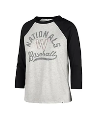 Women's '47 Brand Gray Distressed Washington Nationals City Connect Retro Daze Ava Raglan 3/4-Sleeve T-shirt