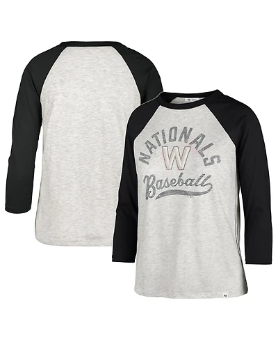 Women's '47 Brand Gray Distressed Washington Nationals City Connect Retro Daze Ava Raglan 3/4-Sleeve T-shirt