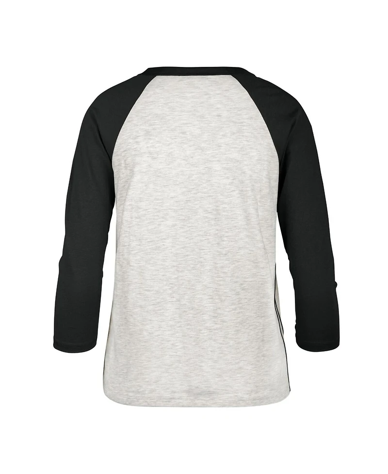 Women's '47 Brand Gray Distressed Washington Nationals City Connect Retro Daze Ava Raglan 3/4-Sleeve T-shirt