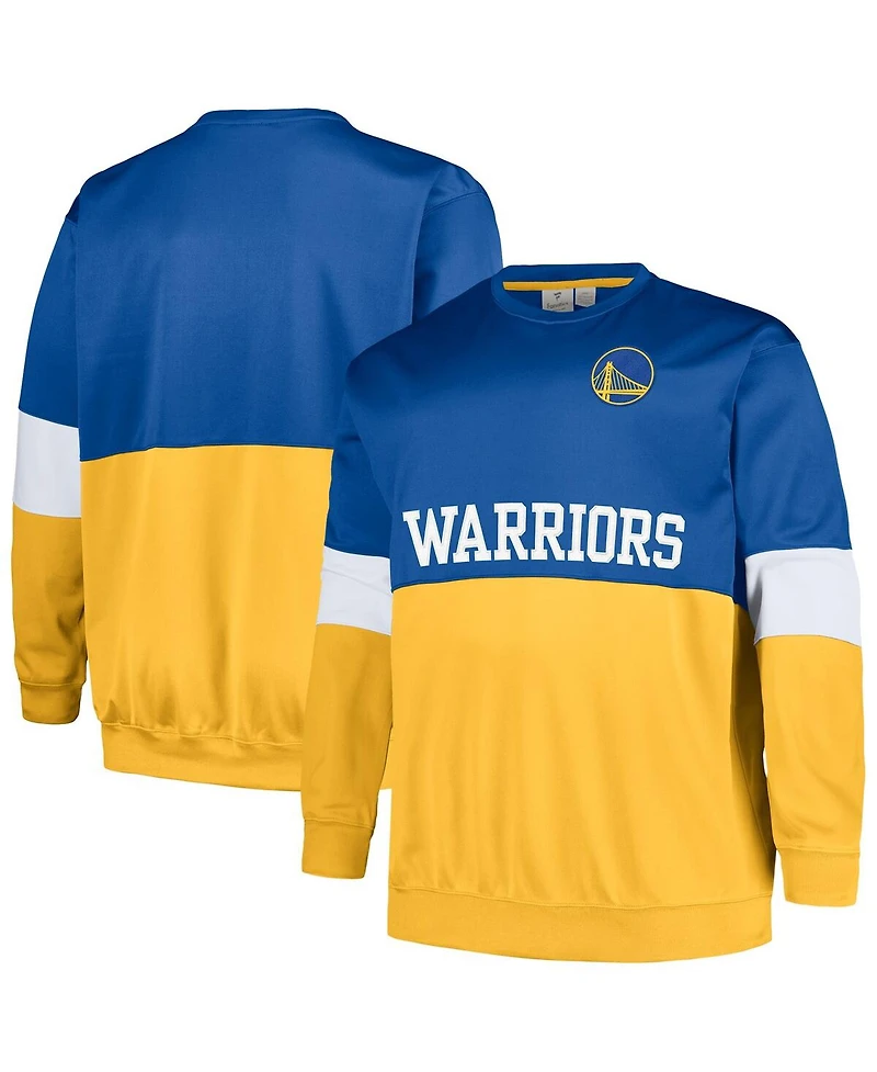 Men's Fanatics Royal, Gold Golden State Warriors Big and Tall Split Pullover Sweatshirt